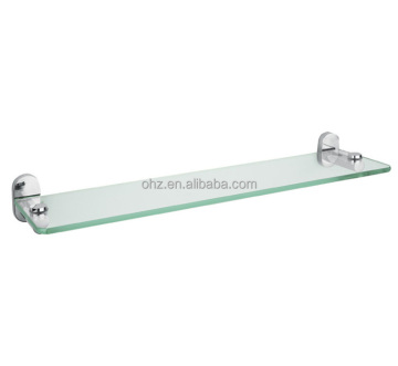 Bathroom Wall-Mounted Glass Shelf with Metal Base