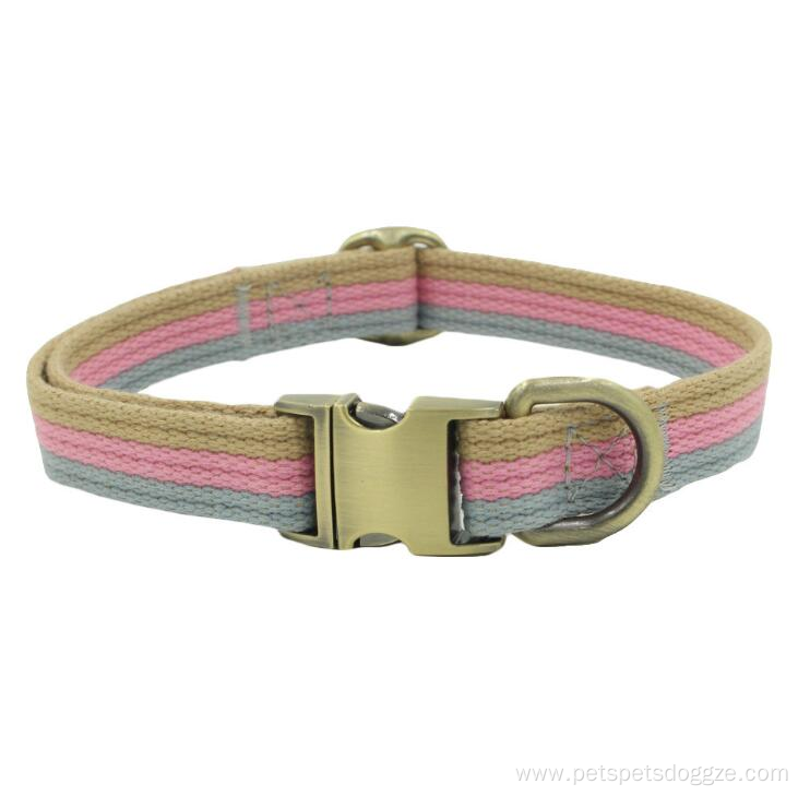 Fashion Adjustable Metal Hardware Polyester Dog Collar