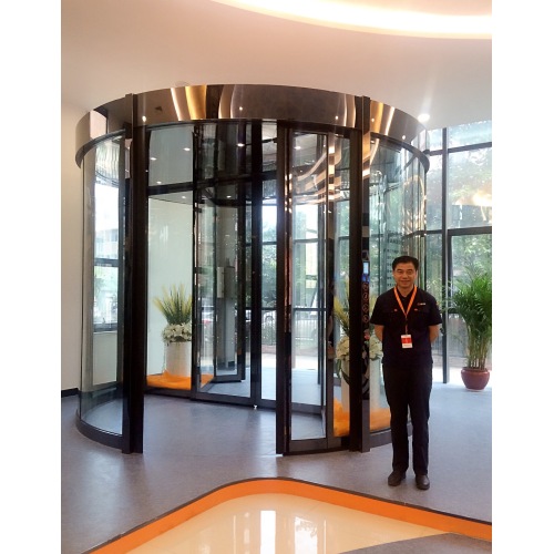 Automatic Two Wing Revolving Doors with Display Case