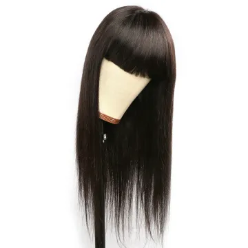 Wholesale Brazilian Straight Human Hair Wig Full Machine Made Remy Human Hair Wig with Bangs 150 density Straight Wig With Bangs