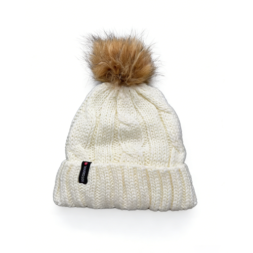 قبعة محبوكة بيضاء صلبة لفصل الشتاء