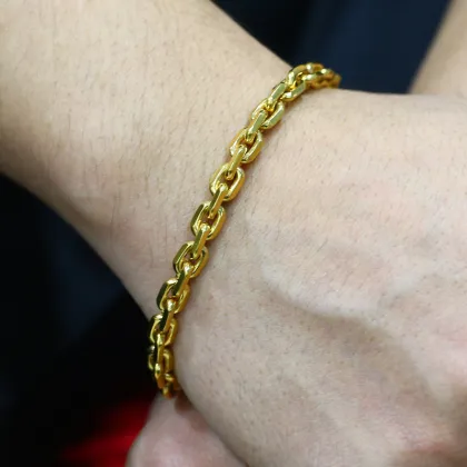 Luxe 18K Gold-Plated Sterling Silver Men's Cross Bracelet