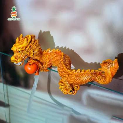 Golden Yellow Dragon Fountain Aquarium Decoration with Filter
