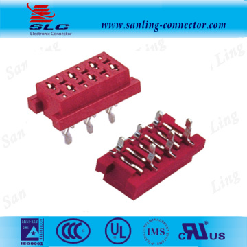 red 1.27mm pitch dual row straight female micro match connector without latch