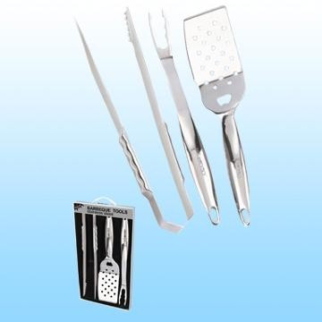 Three-Piece S/S BBQ Tools Set in Colored Window Box
