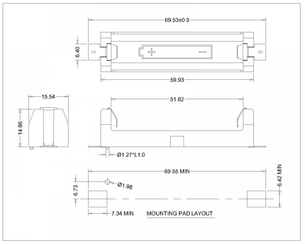 BBC-M-G0-A-1AA-024 Single AA Batteria SMT