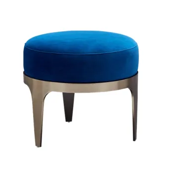 Dark-blue comfortable round cushion low foot sofa stool