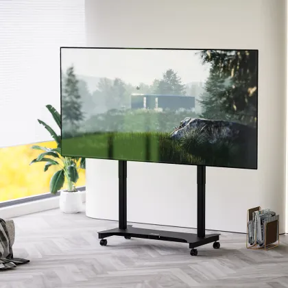 Portable Electric Lifting Movable TV Mounts Heavy Duty Height Adjustable TV Mount & Cart Mobile Monitor Screen TV Trolley Cart