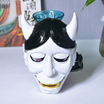 Máscara completa de resina branca japonesa Hannya Demon
