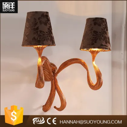 Hotel popular antique fabric led indoor wall lamp designs wholsale