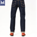 Jeans de mezclilla de corte recto de corte recto de 17oz con cuerda