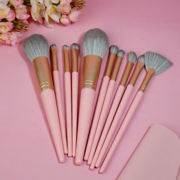 Custom LOGO Vegan Makeup Brushes - Pink Foundation Makeup Brush Set