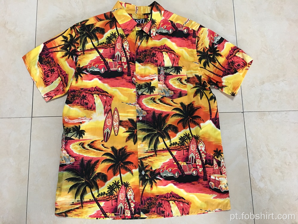 Camisa casual havaiana masculina