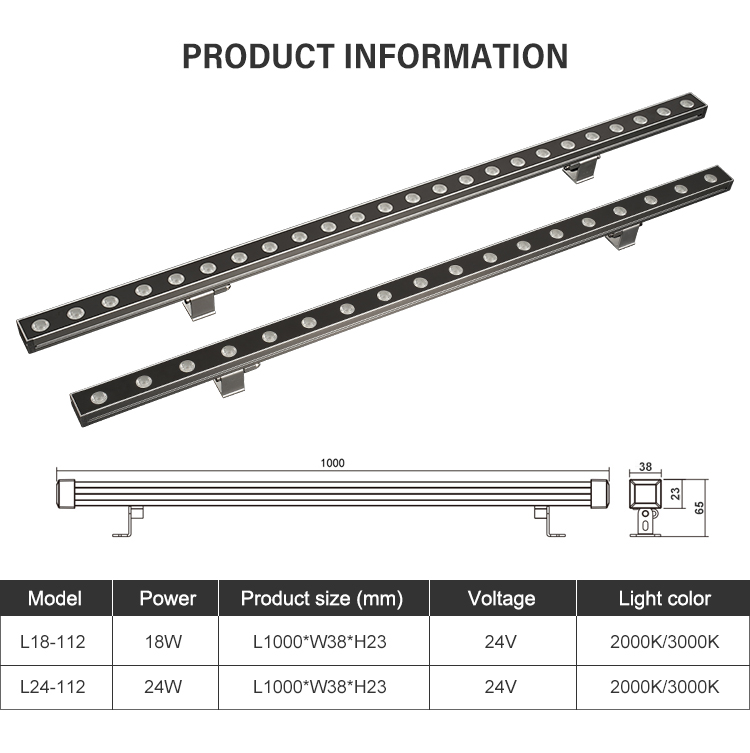 Engenharia de construção de construção de ponte iluminação fachada exterior IP65 impermeável 18 W 24 W LED wall washer light