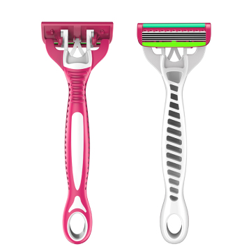 5-Pack Stainless Steel Blade Cartridge Pivoting Head Rubber Handle Disposable Shaving Razor