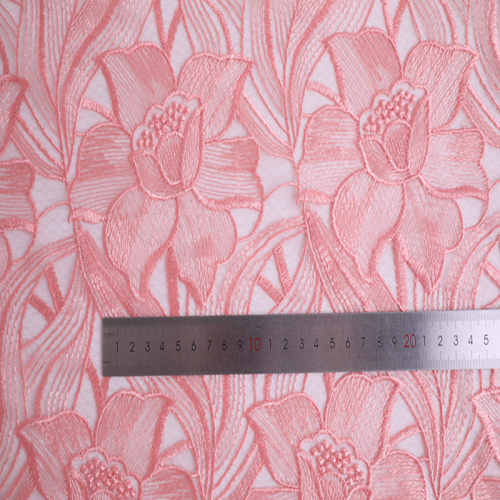 Hot Selling Lt  Pink Flower Embroidery Fabric