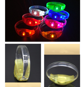Sound Activated TPU Led Flashlight Wristband with engraved lighting Logo