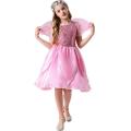 Kids Girl Pink Flower Fairy Princess Dress