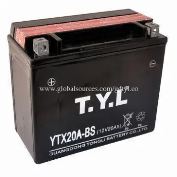Motorcycle battery with 12V/20Ah, modeled as YTX20-BS