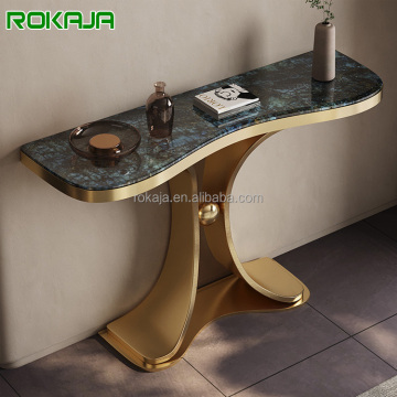 Modern Luxury Marble Console Table with Gold Base