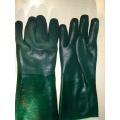 Green PVC Double dipped gloves with interlock liner