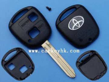 Hot sale Toyota 2 buttons remote key blank with white logo toy43 with car keys
