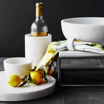 Marble Wine Accessories: Chiller Coolers, Buckets, and Utensil Holders for White Marble Design
