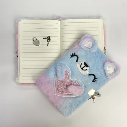 2025 New KRC Cute Plush Bear A5 Diary Kawaii Notebook with Lock