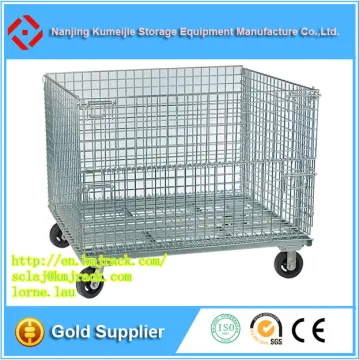 China Cheap Sale Steel Wire Mesh Container with Wheels