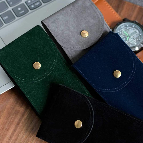 Suede Envelope Flap Velvet watch Bag With Button