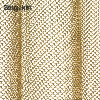 Factory supply Flexible metal fabric Gold Color Metal mesh Space Divider Metal Coil Curtain