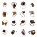 Assorted Tiger Eye Stone Rings Owl Shape Ring for Women Yellow Tiger Eye Heart Rings for Girl Women Wedding Adjustable ring