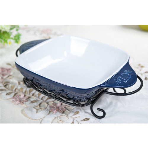 Dimensional Stability Odorless Ceramic Bakeware With Handles