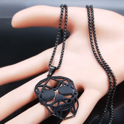 Goth Cool Skull Neck Pendant Stainless Steel Chain Necklace