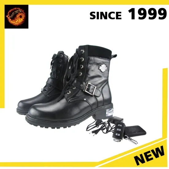 2016 Brand Design black cow leather electric electric heated winter ankle boots for women