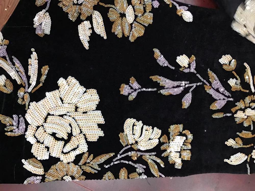 Big flowers sequin mesh embroider Fabric