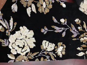 Big Flowers Sequin Mesh Embroider Fabric