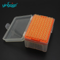 200ul yellow long plastic racked pipette tips box