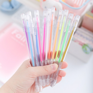 Kawaii Color Gel Pen Set - 12-Piece Custom Logo 0.5mm Glitter Ink Pens for Journaling and Scrapbooking