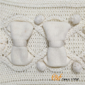 Senhoras tripulação pescoço borlas branco camisola cabo com Bowknot