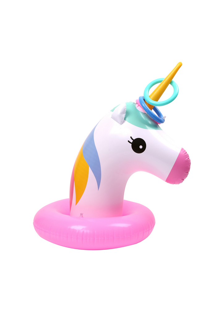 Pool Play Game Set Inflatable Unicorn Ring Toss