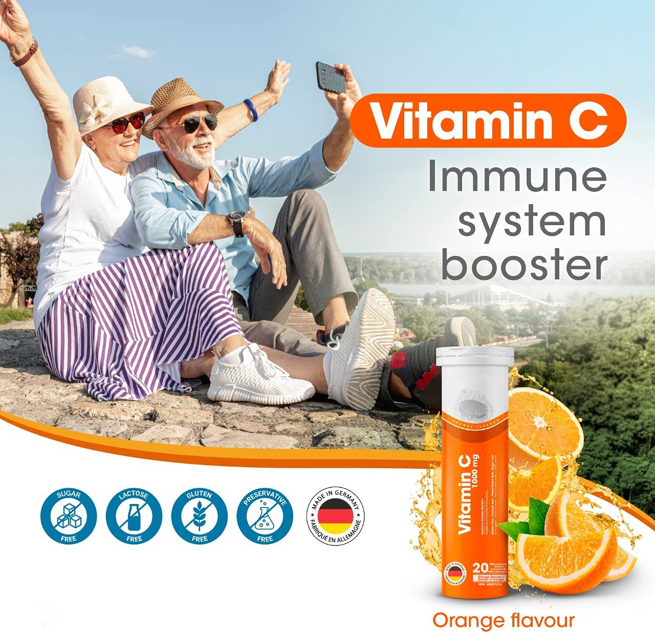 OEM/ODM Vegan Low Sugar Orangre Flavor Vitamin Tablet Energy Vitamin C Effervescent Tablet Immune System Booster