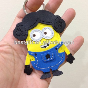 small minion keychain, amazing keychains, pu leather keychain made by hand, hand craft