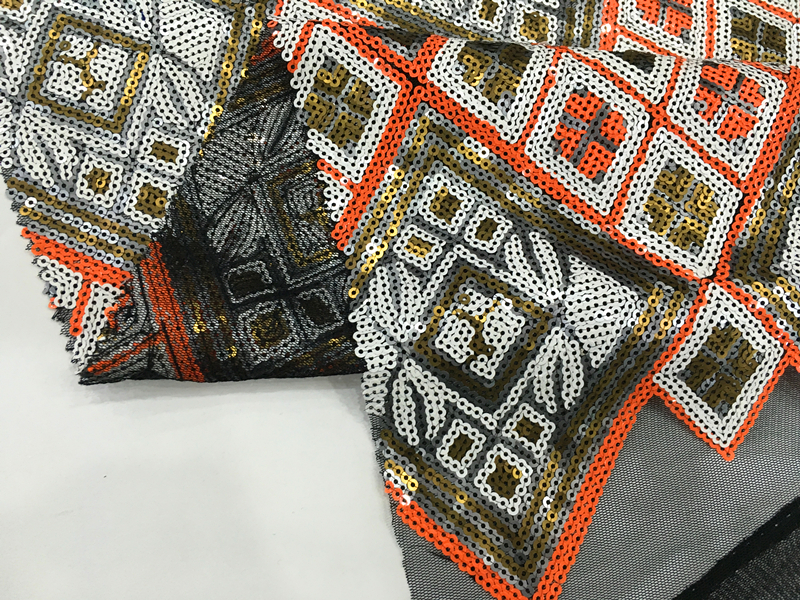 Luxury Multicolor Geometry Sequin Embroidery 