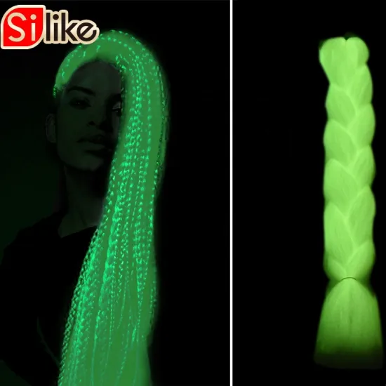 New Arrive Glowing Synthetic Jumbo Braids Shining Hair 24inch 100g 100% In The Darkness Crochet Braiding Synthetic Hair Braiding
