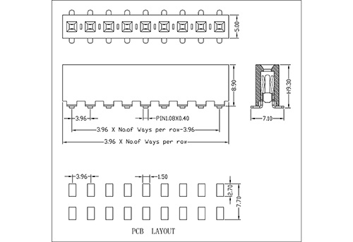 3.96 mm Female Header Single Row SMT Type H8.9 FHFM01-XXSXXX