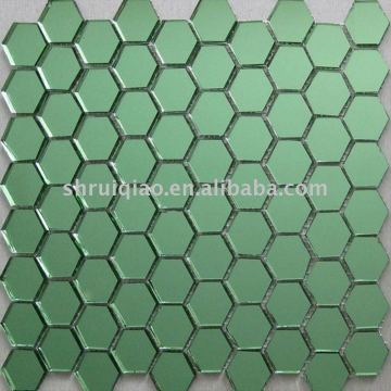 Hexagon silver glass mosaic