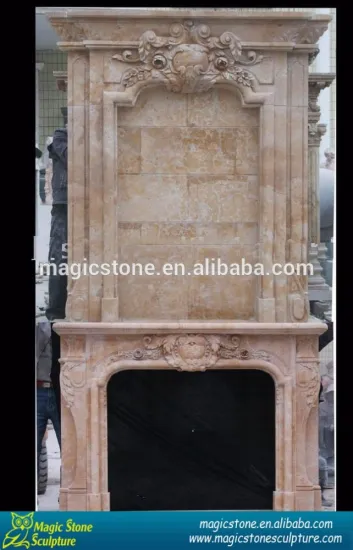 Cheap beige stone fireplace