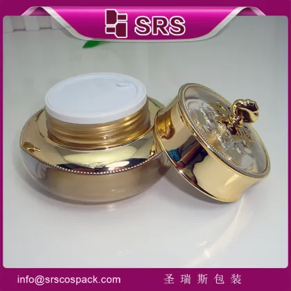 SRS plastic acrylic 15g 30g 50g golden crown container for skin care