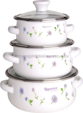 672DG enamel cookware set with decal